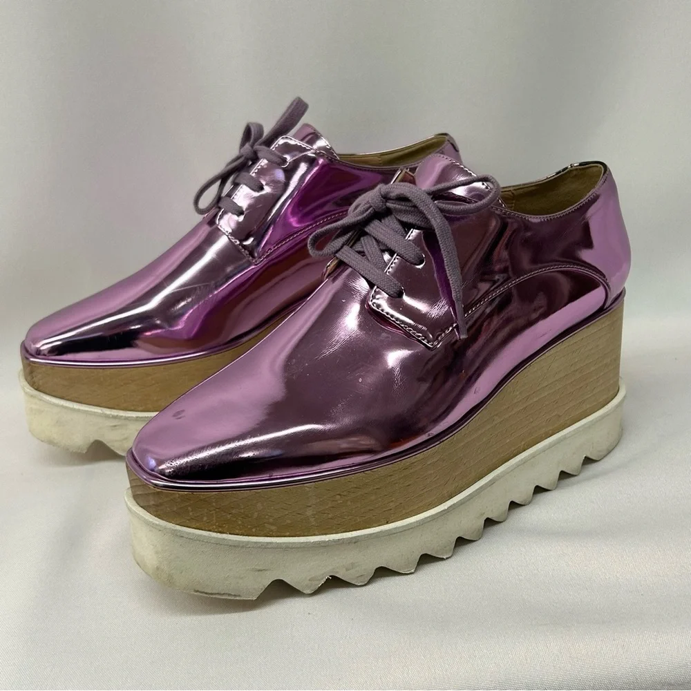 Stella McCartney Elyse Metallic Pink Platform Size 8 / 38 - Picture 12 of 15